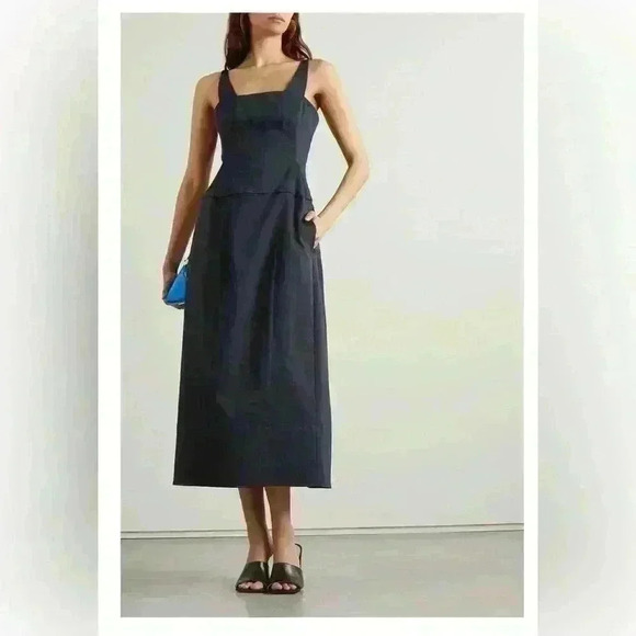 Tibi stretch Cotton Satin Midi dress NWT - Picture 1 of 10
